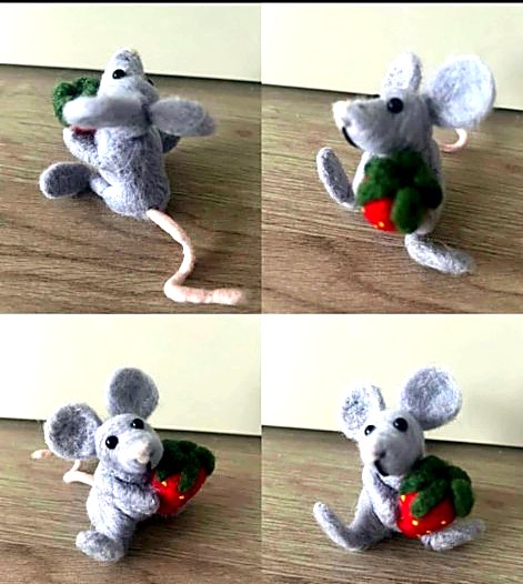 Mouse hugging a strawberry