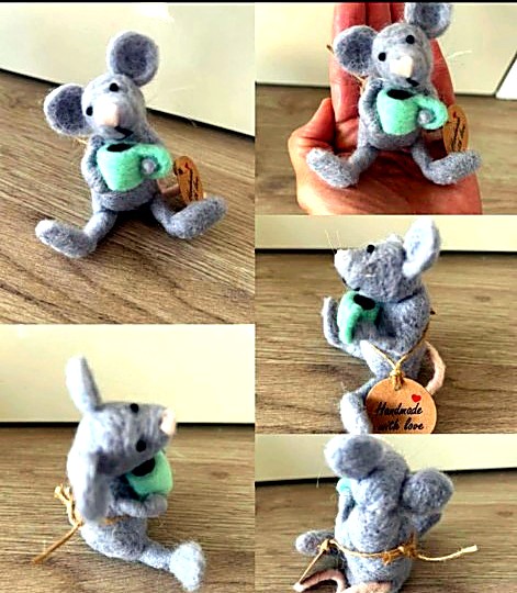 Grey mouse with mint mug