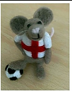 Mouse in an England shirt with a football