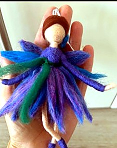 Purple and blue felt fairy ornament