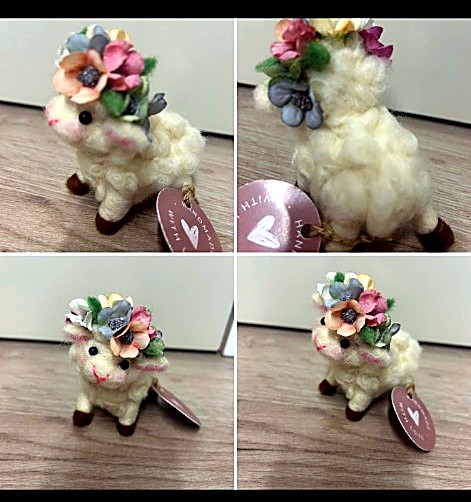 Felt sheep with flower crown
