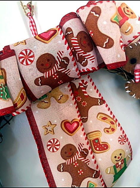 Gingerbread and candy cane bow